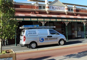 prf van parked outside building