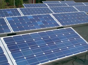 solar panel on roof getting sun light