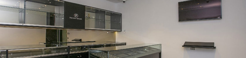 inside of a jewellery shop, fitted out by electrician
